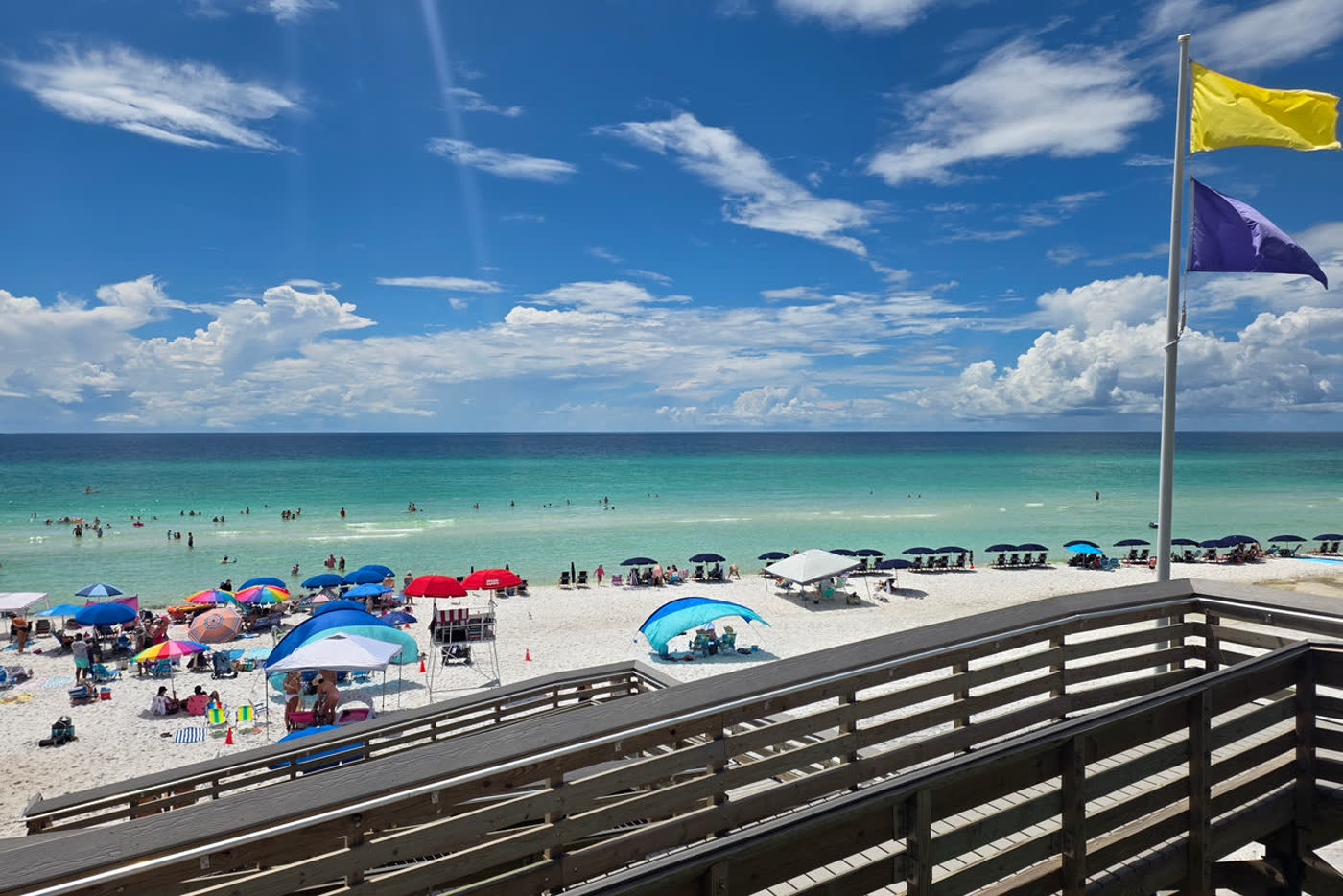 Beach chairs on sugar-white sand